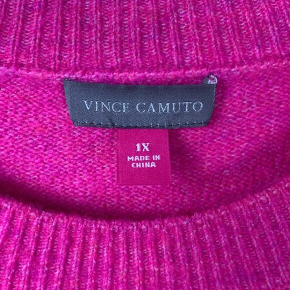 Vince Camuto Hot Pink Cozy Soft Boxy Crew Neck Sweater Plus Size 1X - Picture 4 of 6